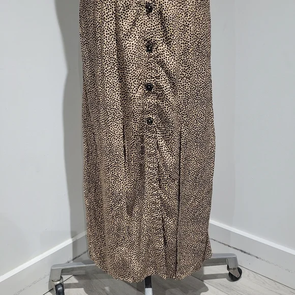 Dex Women's Sweetheart Neckline Leopard Buttoned Maxi Dress Small Brown Black - Picture 7 of 11